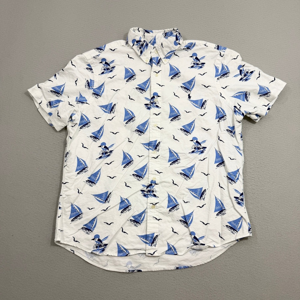 Polo Ralph Lauren Shirt Mens XL White Sailboat Print Classic Fit Short Sleeve